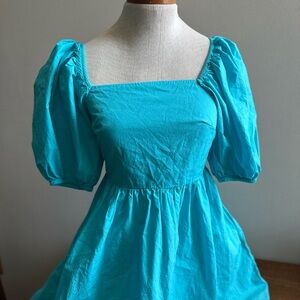 a new day Vibrant Blue Mini Dress with Puff Sleeves
